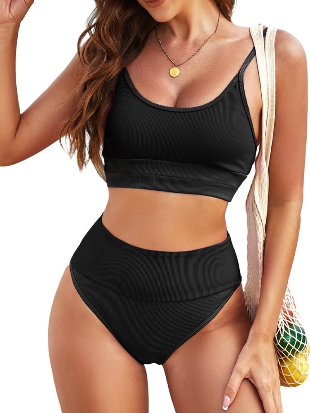Vintage Slimming Curvy Cute Spaghetti Straps Padded Bathing Suit M. 2927/9-1:v